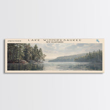 Load image into Gallery viewer, Lake Winnipesaukee Framed Canvas Print, Lake House Decor, Panoramic Wall Art, Travel Poster, Landscape Painting, Modern Art
