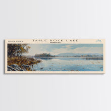 Load image into Gallery viewer, Table Rock Lake Missouri Panoramic Wall Art, Framed Canvas Print, Lake House Decor, Travel Poster, Beautiful Lake Scene, Living Room Decor
