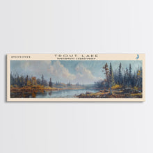 Load image into Gallery viewer, Trout Lake Canada Northwest Territories Panoramic Wall Art, Framed Canvas Print, Lake House Decor, Travel Poster, Beautiful Lake Scene, Home Decor

