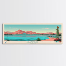 Carregar imagem no visualizador da galeria, Alamo Lake Arizona Framed Canvas Print, Panoramic Travel Poster, Midcentury Modern Wall Art, Pop Art, Scenic Bedroom Art
