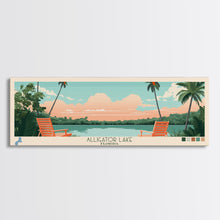 Carregar imagem no visualizador da galeria, Alligator Lake Florida Framed Canvas Print, Panoramic Travel Poster, Pop Art, Midcentury Modern Wall Art, Scenic Bedroom Decor
