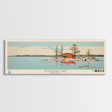 Carregar imagem no visualizador da galeria, Amadjuak Lake Nunavut Framed Canvas Print, Panoramic Travel Poster, Pop Art, Midcentury Modern Wall Art, Lake House Art
