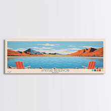 Carregar imagem no visualizador da galeria, Amistad Reservoir Texas Framed Canvas Print, Panoramic Travel Poster, Midcentury Modern Wall Art, Pop Art, Nature Bedroom Decor
