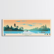Carregar imagem no visualizador da galeria, Apopka Lake Florida Framed Canvas Print, Panoramic Travel Poster, Midcentury Modern Wall Art, Pop Art, Nature Living Room Art
