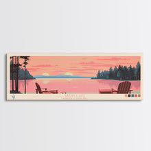 Carregar imagem no visualizador da galeria, Badin Lake North Carolina Framed Canvas Print, Panoramic Wall Art, Midcentury Modern, Pop Art, Travel Poster, Scenic Bedroom Art
