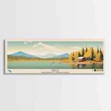 Carregar imagem no visualizador da galeria, Birch Northwest Territories Framed Canvas Print, Panoramic Wall Art, Midcentury Modern, Pop Art, Travel Poster, Scenic Living Room Decor, Lake House Art
