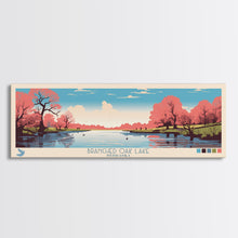 Load image into Gallery viewer, Branched Oak Lake Nebraska Framed Canvas Print, Pop Art Panoramic Travel Poster, Bedroom Decor, Midcentury Modern, Wall Art, Scenic Lake House

