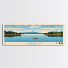 Carregar imagem no visualizador da galeria, Broken Bow Lake Oklahoma Framed Canvas Print, Pop Art Panoramic Travel Poster, Midcentury Modern, Wall Art, Scenic Nature Painting, Bedroom Decor
