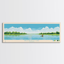 Carregar imagem no visualizador da galeria, Brookville Lake Indiana Framed Canvas Print, Midcentury Modern Panoramic Wall Art, Living Room Decor, Pop Art, Travel Poster Art, Nature Painting
