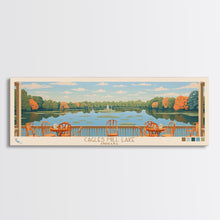 Carregar imagem no visualizador da galeria, Cagles Mill Lake Indiana Framed Canvas Print, Midcentury Modern Panoramic Wall Art, Living Room Decor, Pop Art, Travel Poster Art, Scenic Nature Painting
