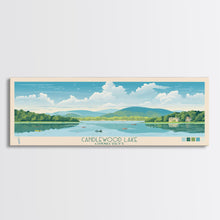 Carregar imagem no visualizador da galeria, Candlewood Lake Connecticut Framed Canvas Print, Pop Art Panoramic Travel Poster, Midcentury Modern, Wall Art, Scenic Nature Painting, Bedroom Decor
