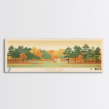 Carregar imagem no visualizador da galeria, Canobie Lake New Hamphire Framed Canvas Print, Midcentury Modern Panoramic Wall Art, Living Room Decor, Pop Art, Travel Poster Art, Scenic Nature Painting
