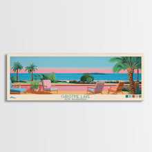 Cargar imagen en el visor de la galería, Christine Lake New Hamphire Framed Canvas Print, Pop Art Panoramic Travel Poster, Midcentury Modern, Wall Art, Scenic Nature Painting, Bedroom Decor, Living Room Art
