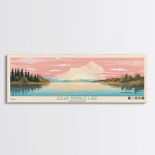 Cargar imagen en el visor de la galería, Clear Springs Lake Mississippi Framed Canvas Print, Pop Art Panoramic Travel Poster, Midcentury Modern, Wall Art, Scenic Nature Painting, Bedroom Decor, Living Room Art
