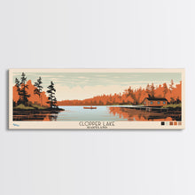 Cargar imagen en el visor de la galería, Clopper Lake Maryland Framed Canvas Print, Pop Art Panoramic Travel Poster, Midcentury Modern, Wall Art, Scenic Nature Painting, Bedroom Decor, Living Room Art

