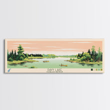 Load image into Gallery viewer, Davy Lake Saskatchewan Framed Canvas Print, Midcentury Modern Panoramic Wall Art, Living Room Decor, Pop Art, Travel Poster Art, Scenic Nature Painting
