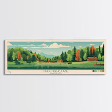 Load image into Gallery viewer, Deep Creek Lake Maryland Framed Canvas Print, Midcentury Modern Panoramic Wall Art, Bedroom Decor, Pop Art, Travel Poster Art, Scenic Nature Painting
