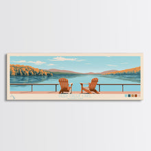 Load image into Gallery viewer, Deep Creek Lake Maryland Framed Canvas Print, Midcentury Modern Panoramic Wall Art, Living Room Decor, Pop Art, Travel Poster Art, Scenic Nature Painting
