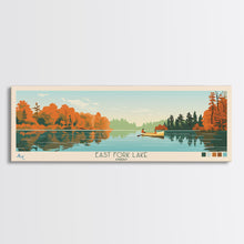 Load image into Gallery viewer, East Fork Lake Ohio Framed Canvas Print, Panoramic Wall Art, Midcentury Modern, Pop Art, Bedroom Decor, Travel Poster, Artistic Lake Painting

