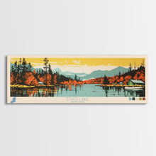 Load image into Gallery viewer, Echo Lake Montana Framed Canvas Print, Panoramic Wall Art, Midcentury Modern, Pop Art, Living Room Decor, Travel Poster, Nature Art
