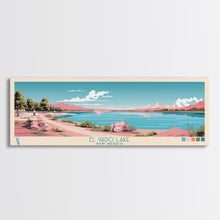 Load image into Gallery viewer, El Vado Lake New Mexico Framed Canvas Print, Panoramic Art, Midcentury Modern, Pop Art, Bedroom Decor, Travel Poster, Serene Lake Art
