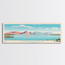 Load image into Gallery viewer, Elephant Butte Reservoir New Mexico Framed Canvas Print, Panoramic Wall Art, Midcentury Modern, Pop Art, Living Room Decor, Travel Poster, Lake Art
