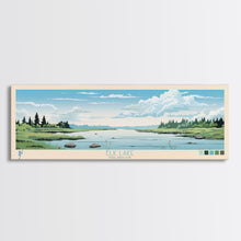 Load image into Gallery viewer, Elk Lake Michigan Framed Canvas Print, Panoramic Wall Art, Midcentury Modern, Pop Art, Bedroom Decor, Travel Poster, Nature Art
