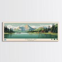 Load image into Gallery viewer, Emerald Lake Colorado Framed Canvas Print, Panoramic Art, Midcentury Modern, Pop Art, Living Room Wall Art, Travel Poster, Lake Art
