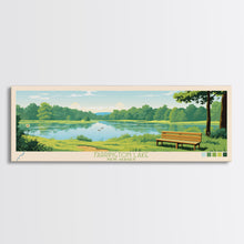 Carregar imagem no visualizador da galeria, Farrington Lake New Jersey Framed Canvas Print, Panoramic Art, Midcentury Modern, Pop Art, Living Room Wall Art, Travel Poster, Nature Art, Home Decor
