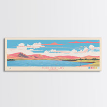 Load image into Gallery viewer, Fort Peck Lake Montana Framed Canvas Print, Panoramic Wall Art, Midcentury Modern, Pop Art, Bedroom Decor, Travel Poster, Nature Art, Artistic Decor
