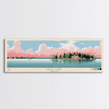 Load image into Gallery viewer, Geist Lake Indiana Framed Canvas Print, Panoramic Art, Midcentury Modern, Pop Art, Living Room Decor, Travel Poster, Nature Art, Wall Art
