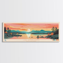 Load image into Gallery viewer, Lake Winnipesaukee, New Hampshire Panoramic Wall Art Framed Canvas Print, Midcentury Modern, Pop Art, Home Decor, Travel Poster, Living Room Art
