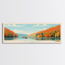 Load image into Gallery viewer, Lake of the Ozarks Missouri Framed Canvas Print, Panoramic Wall Art, Midcentury Modern, Pop Art, Bedroom Art, Travel Poster, Lake House Decor
