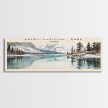 Load image into Gallery viewer, Banff National Park COUNTRY | Framed Travel Poster Canvas Print | Trendy Wall Art | Watercolor Painting | Living Room Art | Unique Art
