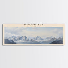 Load image into Gallery viewer, Dolomites Framed Canvas Print Travel Poster | Wall Art | Home Decor | Gift For Travel Lover | Wall Hanging | Original Art
