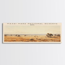 Load image into Gallery viewer, Masai Mara National Reserve Travel Print Wall Art, Travel Poster Print, Retro Style COUNTRY Home Decor, Wall Hanging, Travel Gift Idea, Unique Metal Art
