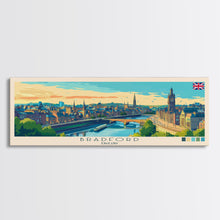 Load image into Gallery viewer, Bradford, England Panoramic Travel Poster Canvas Print, Bradford, England Painting, England Art, Bradford Travel Art, Guest Room Painting
