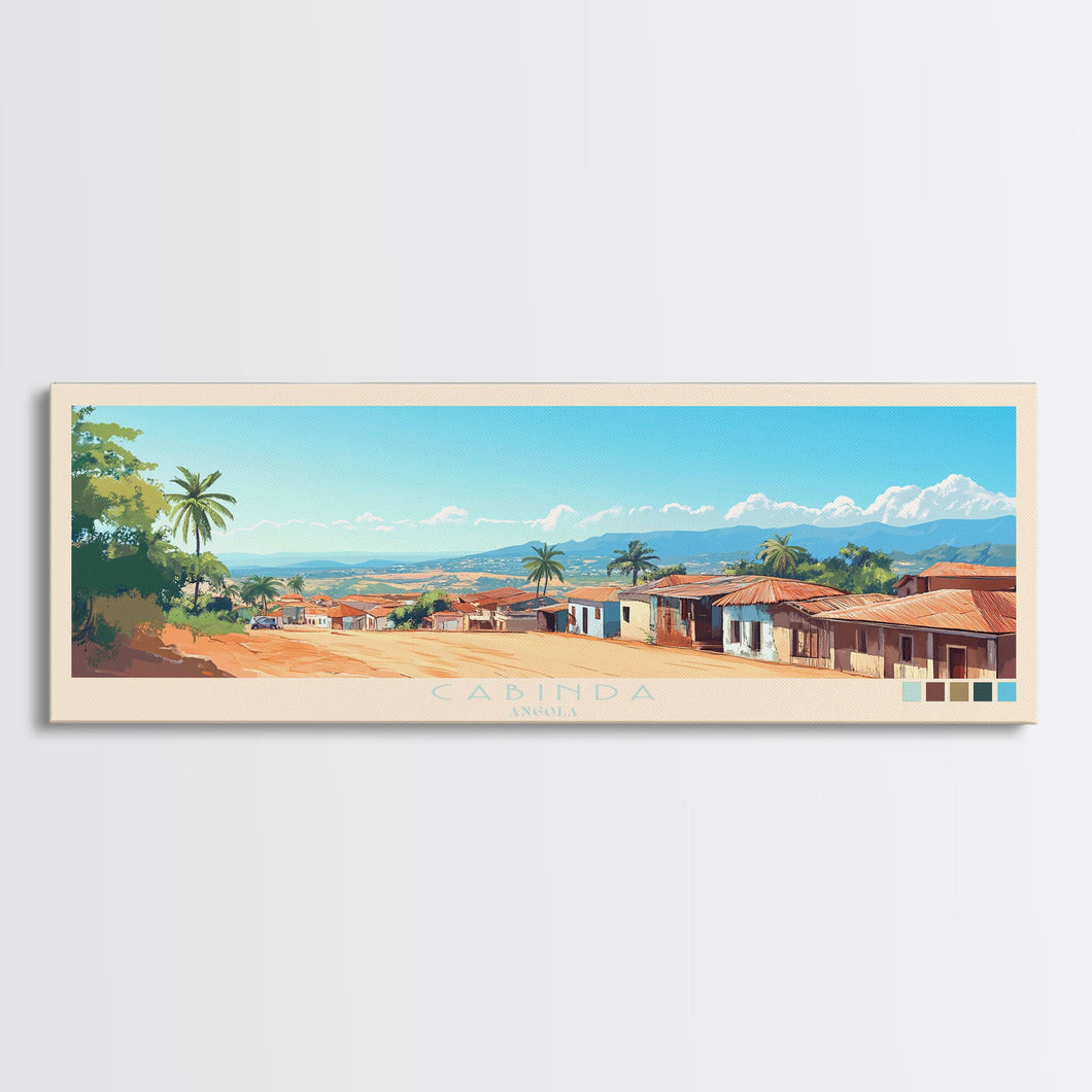 Cabinda, Angola Panoramic Travel Poster Canvas Print, Cabinda, Angola Painting, Angola Art, Cabinda Travel Art, Guest Room Painting