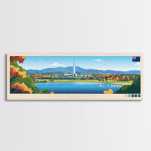 Carregar imagem no visualizador da galeria, Canberra, Australia Panoramic Travel Poster Canvas Print, Canberra, Australia Painting, Australia Art, Canberra Travel Art, Guest Room Painting
