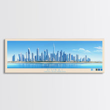 Load image into Gallery viewer, Dubai, United Arab Emirates Panoramic Travel Poster Canvas Print, Dubai, United Arab Emirates Painting, United Arab Emirates Art, Dubai Travel Art, Living Room Painting
