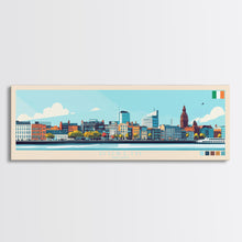 Load image into Gallery viewer, Dublin, Ireland Travel Poster Panoramic Canvas Print, Dublin, Ireland Painting, Ireland Art, Dublin Travel Art, Guest Room Painting

