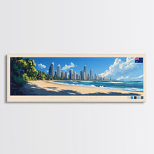 Load image into Gallery viewer, Gold Coast, Australia Travel Poster Panoramic Canvas Print, Gold Coast, Australia Painting, Australia Art, Gold Coast Travel Art, Guest Room Painting
