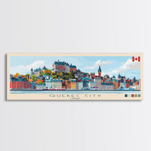Load image into Gallery viewer, Quebec City, Canada Panoramic Travel Poster Canvas Print, Quebec City, Canada Painting, Canada Art, Quebec City Travel Art, Guest Room Painting
