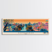 Carregar imagem no visualizador da galeria, Ahmedabad, India Panoramic Canvas Print, Ahmedabad, India Painting, India Art, Ahmedabad Travel Poster, Travel Art, Vacation Gift
