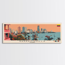 Load image into Gallery viewer, Barranquilla, Colombia Panoramic Canvas Print, Barranquilla, Colombia Painting, Colombia Art, Barranquilla Travel Poster, Travel Art, Guest Room Painting

