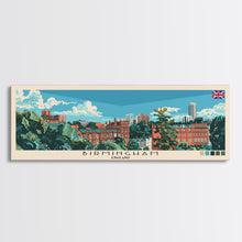 Cargar imagen en el visor de la galería, Birmingham, England Panoramic Canvas Print, Birmingham, England Painting, England Art, Birmingham Travel Poster, Travel Art, Guest Room Painting
