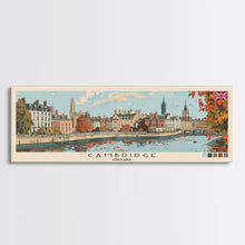 Carregar imagem no visualizador da galeria, Cambridge, England Panoramic Canvas Print, Cambridge, England Painting, England Art, Cambridge Travel Poster, Travel Art, Living Room Painting
