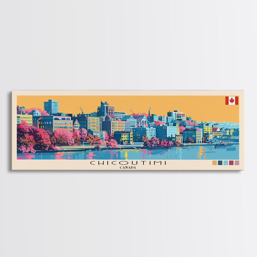 Chicoutimi, Canada Panoramic Canvas Print, Chicoutimi, Canada Painting, Canada Art, Chicoutimi Travel Poster, Travel Art, Guest Room Painting