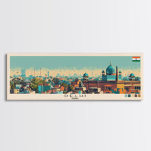 Load image into Gallery viewer, Delhi, India Panoramic Canvas Print, Delhi, India Painting, India Art, Delhi Travel Poster, Travel Art, Guest Room Painting
