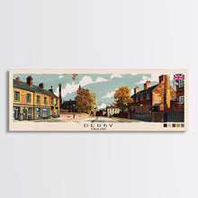 Load image into Gallery viewer, Derby, England Panoramic Canvas Print, Derby, England Painting, England Art, Derby Travel Poster, Travel Art, Vacation Gift
